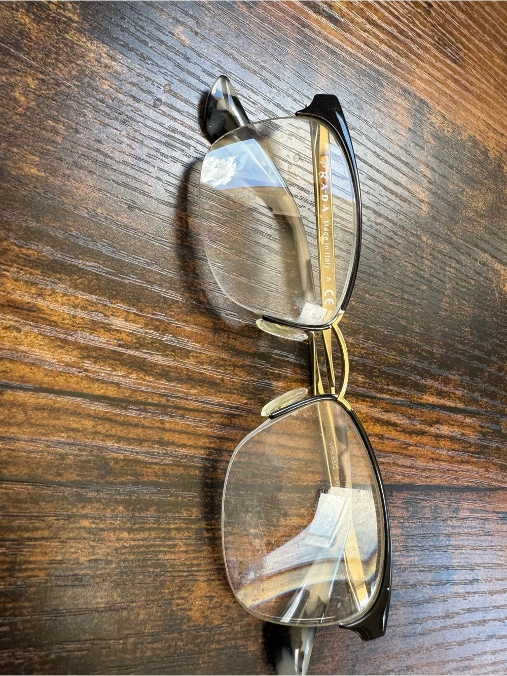 Prada Gold and Silver Metal Eyeglasses